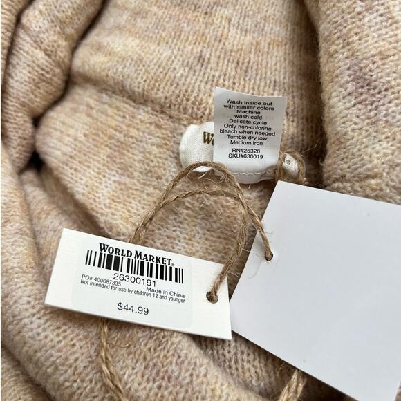 Women's Cowl Turtleneck Oversized Poncho Sweater One Size, World Market, Cream - Picture 11 of 12